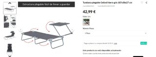 Tumbona de jardín gris plegable