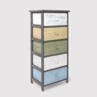 Robinia - Cassettiera colorata in stile vintage con 5