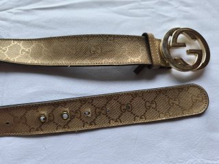 Cinturón Gucci GG Dorado Beige