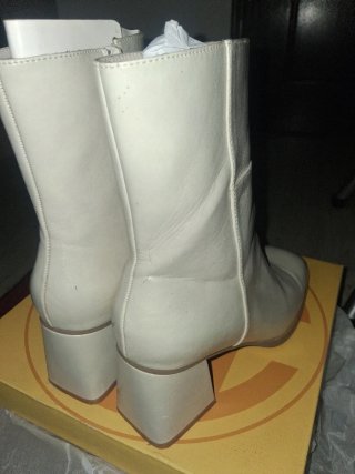 Botines tacón ancho beige mujer
