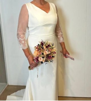 Vestido de Novia Blanco Manga Transparente