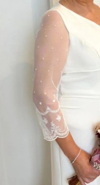 Vestido de Novia Blanco Manga Transparente