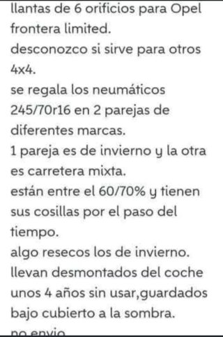 Llantas Opel Frontera B limited+regalo neumáticos