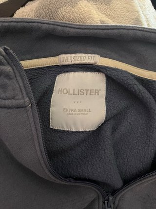 Sudadera Hollister Gris Media Cremallera