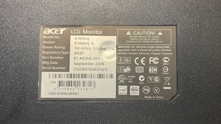 Monitor Acer X193HQ Negro de 18,5 pulgadas.