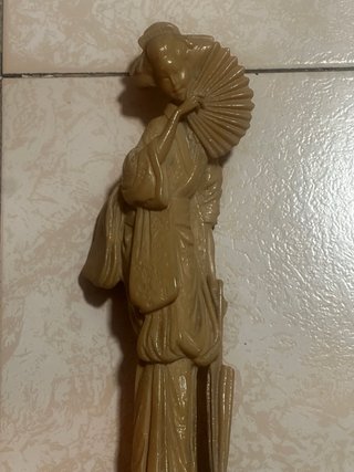 Figura decorativa vintage mujer abanico