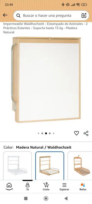 Cambiador pared madera bebé