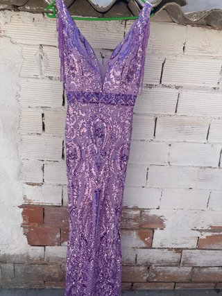 Vestido Morado Lentejuelas Talla M