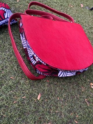 Bolso bandolera cuero y tela wax