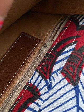 Bolso bandolera cuero y tela wax