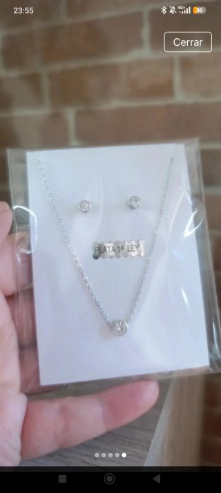 Conjunto Plata Ley Collar y Pendientes