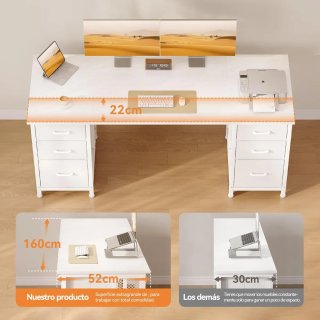 Scrivania trucco bianca 160x52 cm