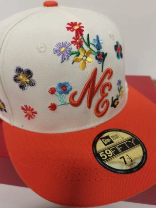 Gorra New Era 59FIFTY Flores Naranja/Blanco 7.1/2