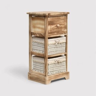 Papavero - Cassettiera piccola con 3 cassetti in legno