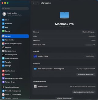 GARANTÍA Macbook Pro M5 16GB 512 SSD
