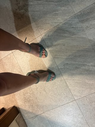 Sandalias tacón verde talla 37