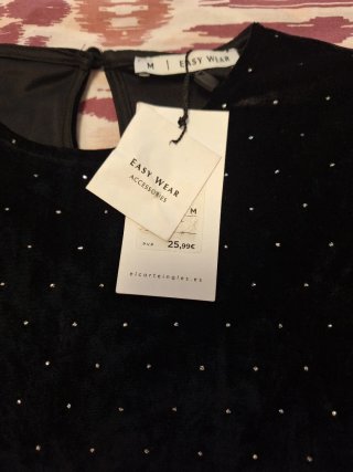 Top negro lentejuelas Easy Wear