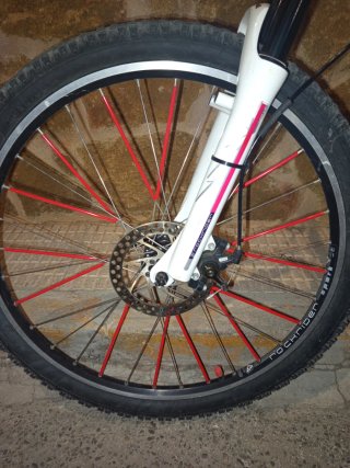Bicicleta de montaña blanca y roja