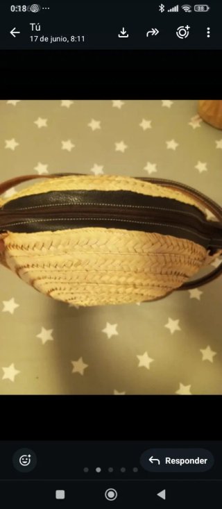 Bolso redondo yute piel mar Jávea totalmente nuevo