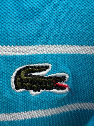 Polo Lacoste Talla M Rayas Azul Blanco