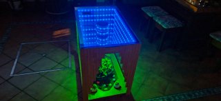 Mesa de centro cristal y madera