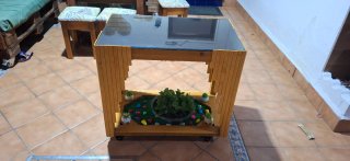 Mesa de centro cristal y madera