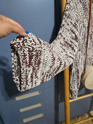 Jersey mangas kimono. de punto beige y marrón