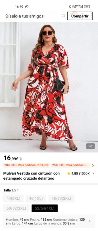 Vestido SHEIN estampado floral talla 4XL