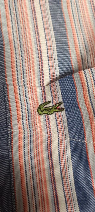 Camisa Lacoste Rayas Azul/Rosa Talla M