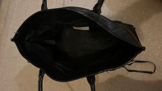 Bolso Negro Cuero H&M Cremalleras Laterales