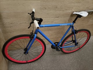 Bicicleta Fixie Azul Ruedas Rosas