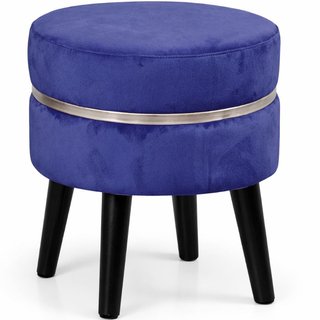 Pouf Sgabello Rotondo Blu Design Moderno Poggiapiedi con