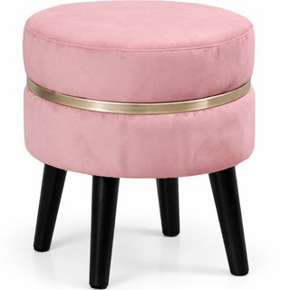 Pouf Sgabello Rotondo Rosa Design Moderno Poggiapiedi con