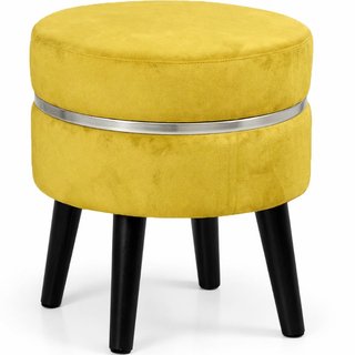 Pouf Sgabello Rotondo Mostarda Design Moderno Poggiapiedi