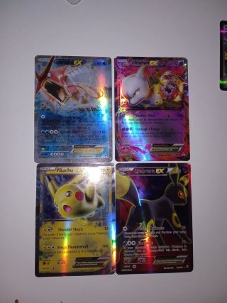 Lote 4 Cartas Pokémon EX Gyarados Mewtwo Pikachu U
