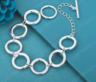 Pulsera eslabones círculos plateada