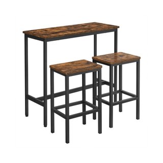 Set di Tavolo da Bar e 2 Sgabelli Marrone Vintage · Metallo