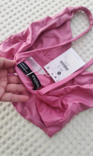 Sexy crop top corset rosa efecto cuero Bershka XS