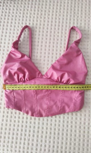 Sexy crop top corset rosa efecto cuero Bershka XS