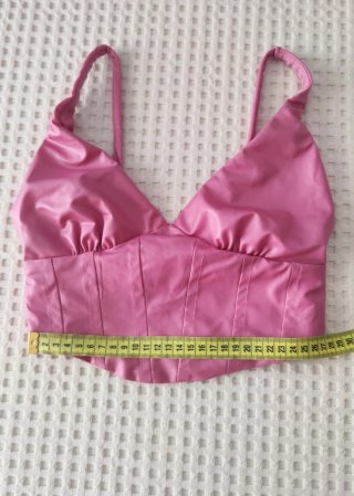 Sexy crop top corset rosa efecto cuero Bershka XS