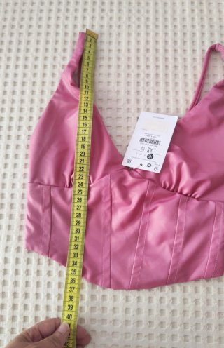 Sexy crop top corset rosa efecto cuero Bershka XS