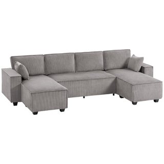 Sofá esquinero con doble chaise longue, sofá en fo