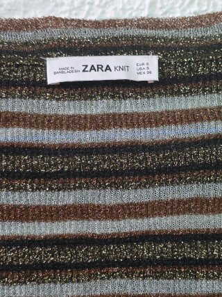 Jersey mujer rayas marrón y plata