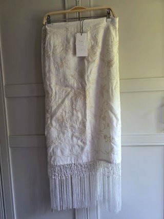 Falda Zara Lino Bordada T/XS, M y L (nuevas)