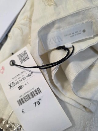 Falda Zara Lino Bordada T/XS, M y L (nuevas)