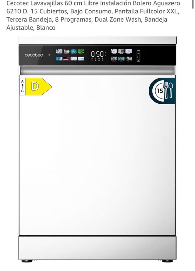 Lavavajillas Cecotec 60cm Blanco 15 Cubiertos
