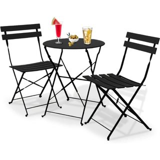 Set 3 Pezzi Giardino Tavolo 2 Sedie da Bistrot Pieghevole
