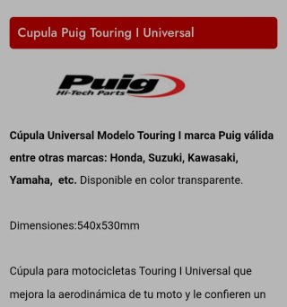 Pantalla Cúpula Puig Touring Faro Redondo