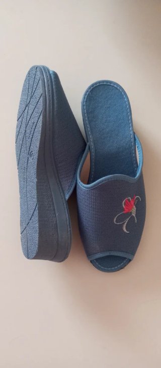 Zapatillas de casa azules bordadas