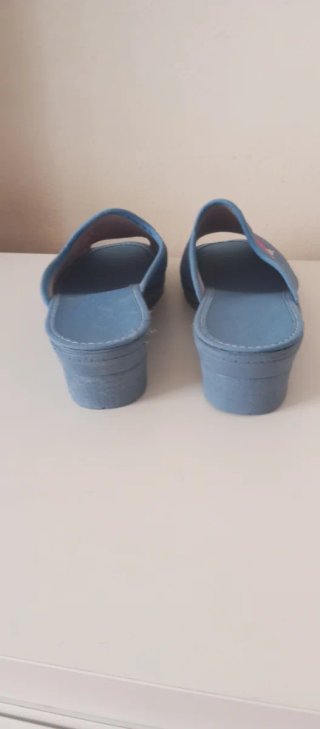 Zapatillas de casa azules bordadas